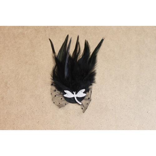 Chic Dragonfly Black Feather Brooch Pin Accessories 2016
