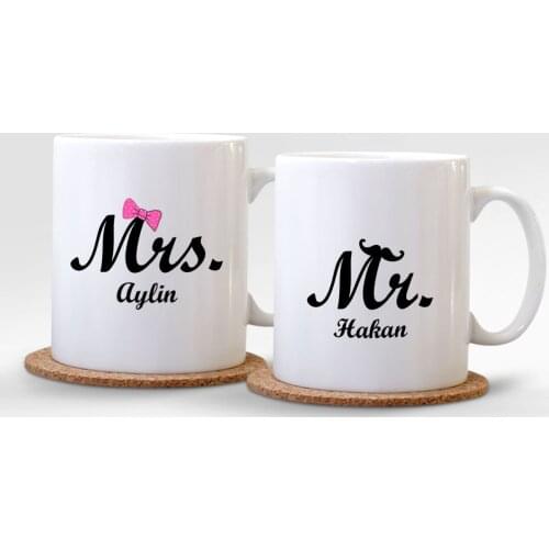Personalized Dual Mr. & Mrs. White Mug Cup-001