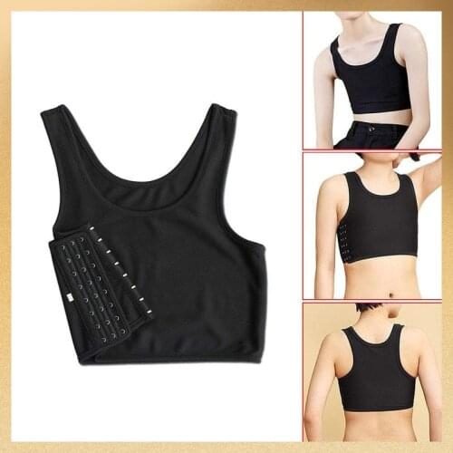 Summer Comfortable Side Buckle Short Vest Undershirt Tomboy Breathable Sports Invisible Flat Chest Binder Cos Bra Les Underwear