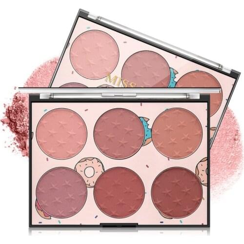 TT Loreal Blush Six-Color Blusher Plate Genuine Nude Makeup Natural Red Female Highlight Shadow Repair One