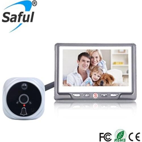 Saful 4.3" LCD Screen Door Camera Motion Detect Phone Recording Digital Peephole Viewer 4 Ringtones Video Recording Doorbell