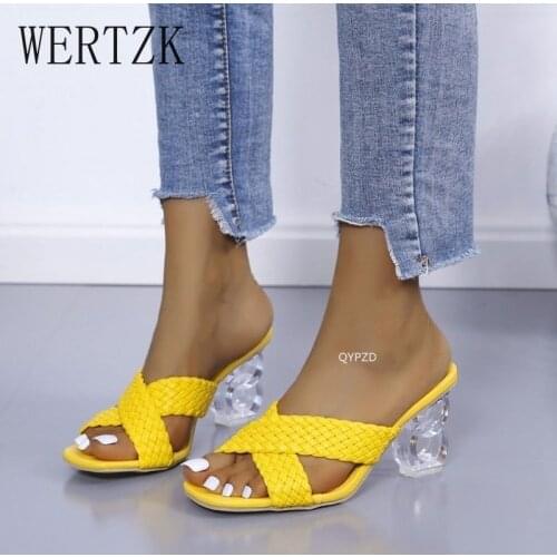 Summer Women Square Toe Slippers Flip Flop Open Toe High Heels Platform Sandals PU Leather New Womens Sandals Zapatos De Mujer