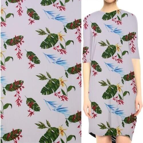 Banana leaves print sand wash silk Crepe DE chine fabric 140cm width,SCDC816