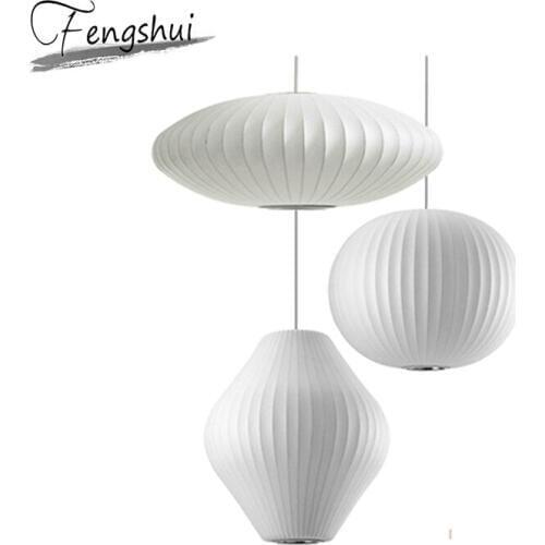 Nordic LED Silk Pendant Light Lighting Staircase Danish Dining Clothing Pendant Lamp Lantern Lampshade Restaurant Tatami Lustre