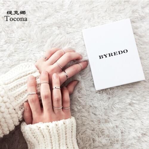 Tocona 10pcs/sets Glossy Silver Color Joint Rings Sets for Women Men 2020 Simple Design Wedding Jewelry Gift Anillos R008