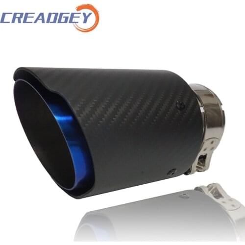 Universal Muffler Pipe Tip 3k Carbon Fibre Matte Blue Mufflers for Ak Stainless Steel Rear Exhaust System End Tips Modification