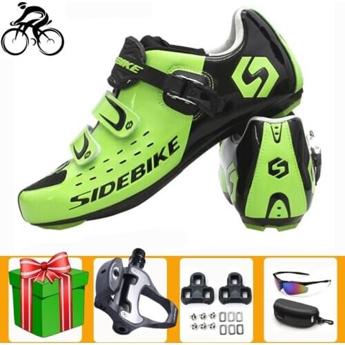 Sidebike Cycling Shoes Road Bike Sapatilha Ciclismo Green Ultralight Breathable Bicycle Professional Cycling Men Sneakers Women