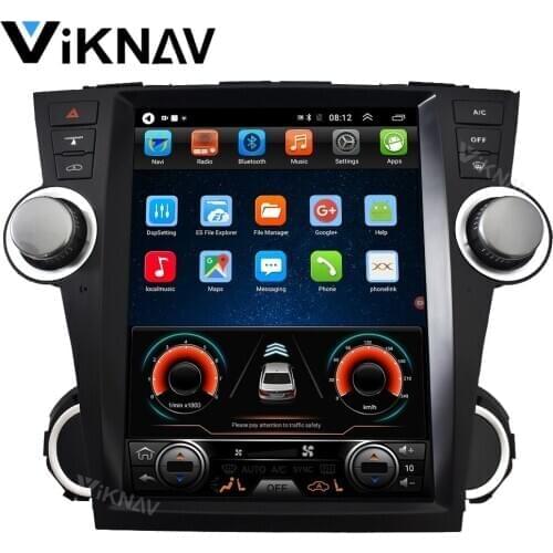 Vertical screen android car stereo radio GPS DVD player for Toyota Highlander 2009-2013 auto video multimedia player 12.1 inch