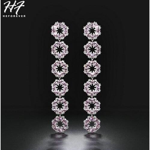 BAZAAR Luxury Delicate Pink Flower Drop Earring For Women AAA+Cubic Zirconia Silver Color Party Xmas Gift Fashion JewelryE274