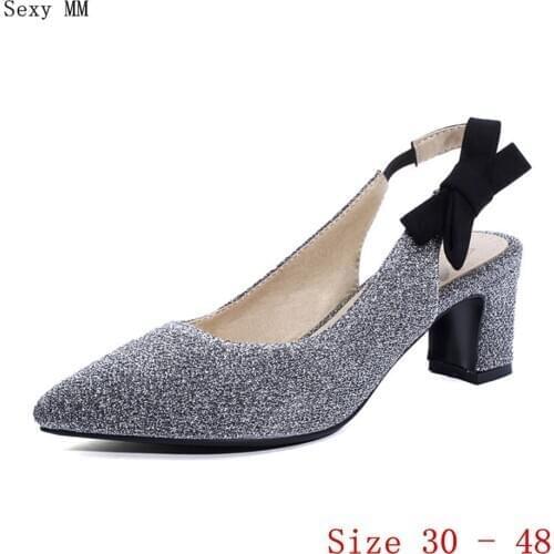 Pumps Women Square High Heels Sandals Slingbacks Shoes Woman High Heel Shoes Small Plus Size 30 31 - 40 41 42 43 44 45 46 47 48