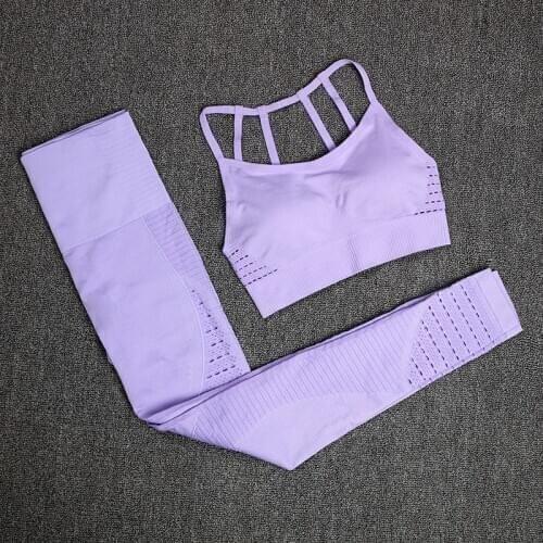 Fitness Seamless Set Women Sportswear Woman Gym Leggings Push-up Sporty Bra 2 Pcs Suits Feamle