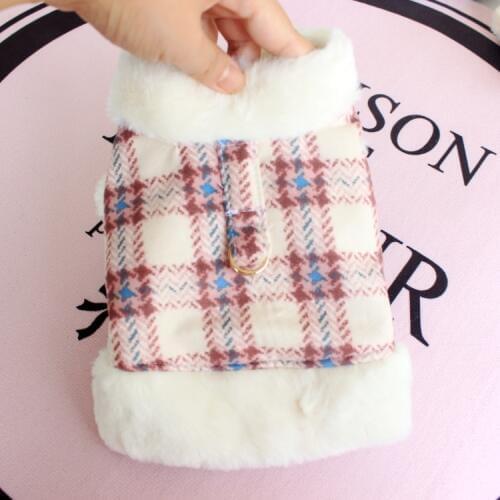 Autumn and Winter Fragrance Style Dog Vest Cute Plaid Dog Clothes Princess Two Feet Warm Winter Pet Clothing Chihuahua Coats