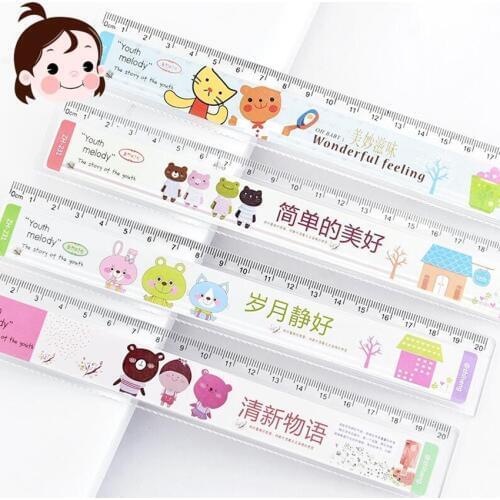 1 PC Love Mini Ruler Learning A Good Helper 20 Cm Childrens Favorite Cartoon Straight Ruler Study Measure Stationery
