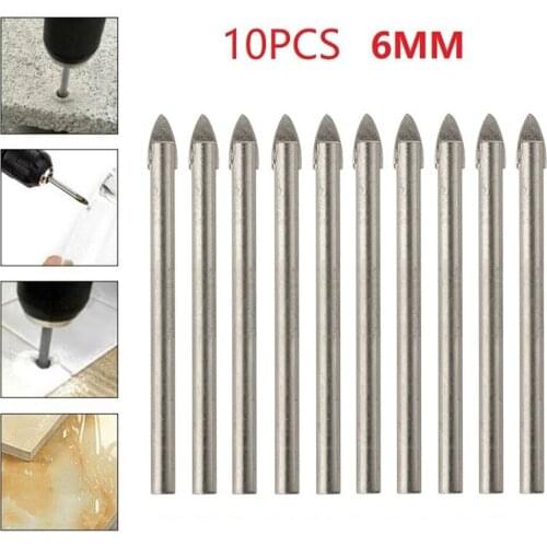 10pcs 6mm Ceramic Tile Glass Drill Bit Tungsten Carbide Spear Head Drilling Bit Power Tool High Quality