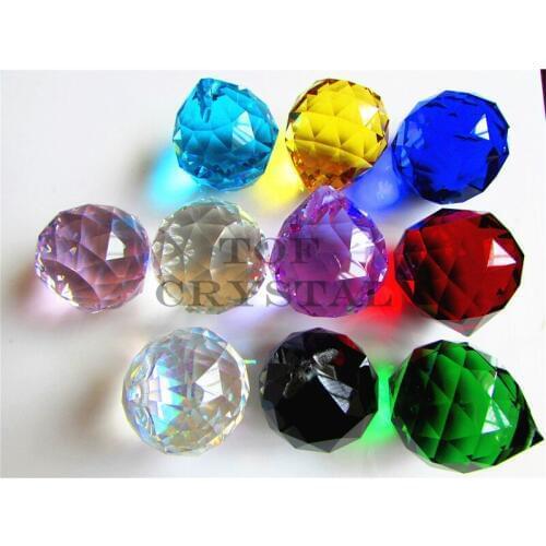 10pcs Mixed Colors Facet Crystal Glass Chandelier Hanging Ball 40mm Free Shipping