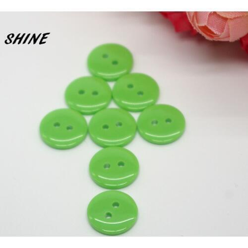 100PCs Decorative Buttons Light Green 2 Holes 12.5mm Sewing Resin Buttons Flatblck Scrapbooking S1016