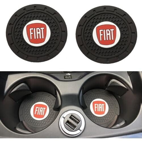 2pcs Car Cup Holder Mat Silicagel water Coaster Decoration For Fiat Punto Abarth 500 Stilo Ducato Palio badge Car Styling