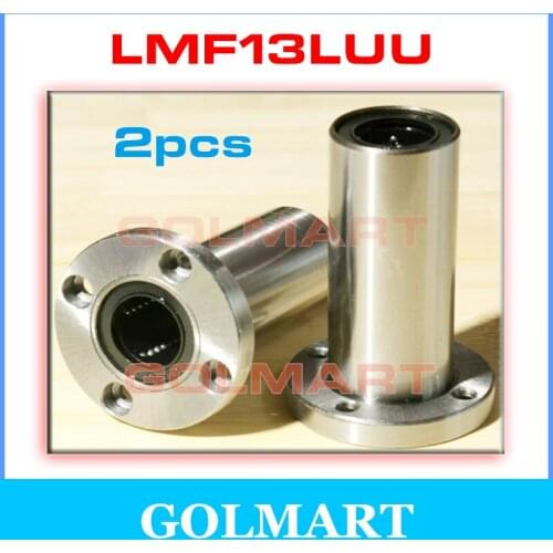 2pcs 13mm linear bearing 13x23x61mm LMF13LUU Lengthening Round Flange Linearlager lang rund Flanschlager for 13mm shaft rail
