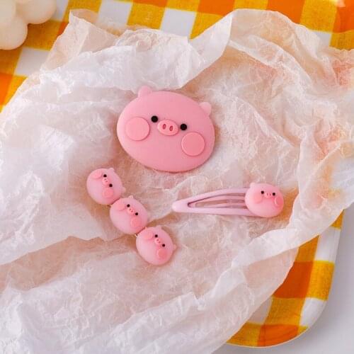 3 Pcs 2021 New Korean Pink Cute Lovely Pig Trendy Hair Clips Hairgrips for Women Girls Barrette Headwear Hair Accessories