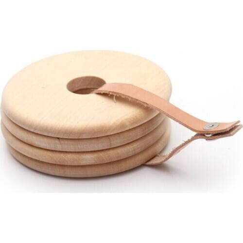 4 pcs Creative round hardwood birch wood tea pallet coaster