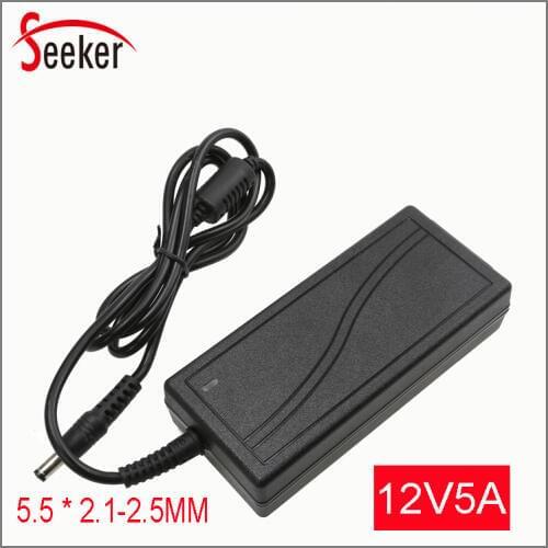 5pcs/lot AC 100V-240V 60W DC12V5A Power Supply 5.5*2.1mm Jack Size Power Adapter for CCTV Camera System LED Strips