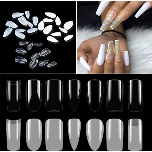 50pcs Long Coffin False Nail Tips Manicure Nail Art Decoration Tools Artificial Acrylic Fake Nails