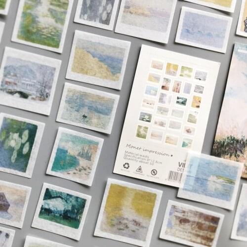 50 pcs/lot monet impression Journal Decorative Washi Stickers Scrapbooking Stick Label Diary Album painting Craft Stickers