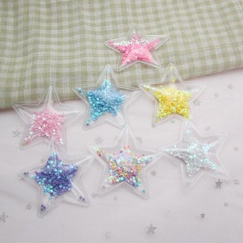 50pcs/lot Transparent Stars Sequin PVC patch applique For Clothes DIY Childrens Hair Clip Headwear Accessories