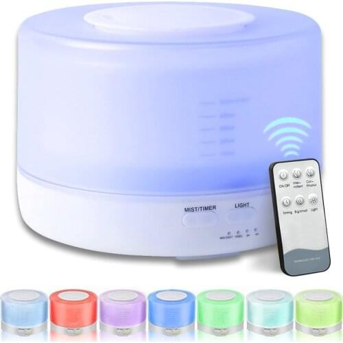 500ML Ultrasonic Air Humidifier Remote Control 7 Changing Colors LED Ultra-Quite The Diffuser De Aroma Essential Oil Diffuser