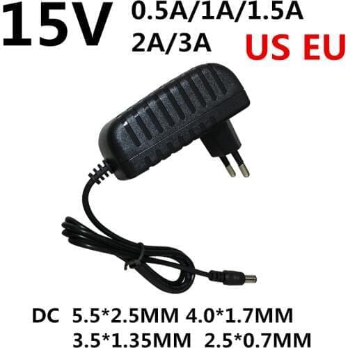 1PCS AC/DC Adapter DC 15V 0.5A 1A 1.5A 2A 3A AC 100-240V Converter Power Adapter 15 V Volt Charger Power Supply EU US Plug