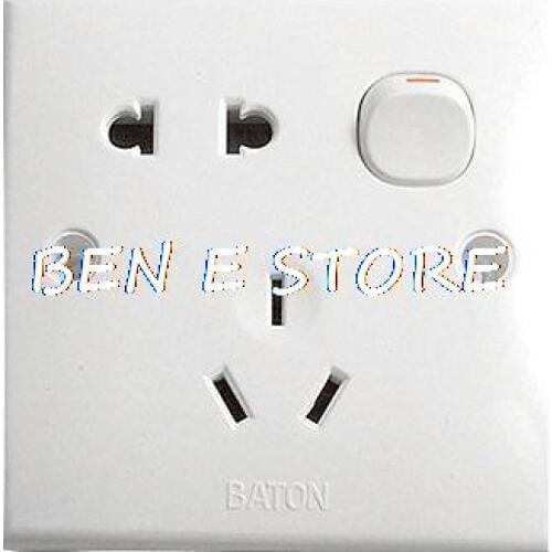 White Plastic 3 Pin AU Outlet 2 Pin US EU Socket Switch Wall Plate