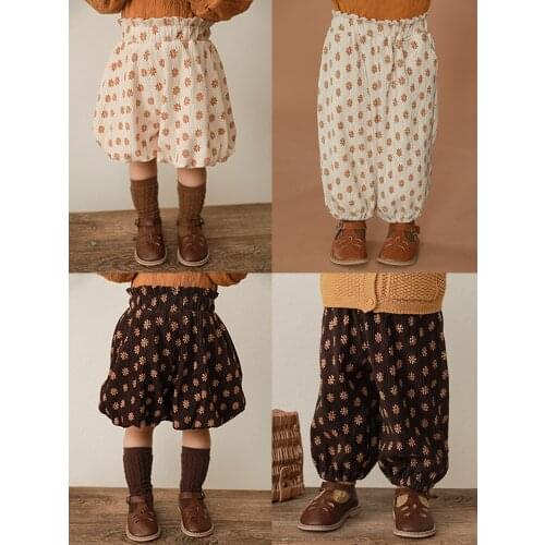 2021 Spring Autumn New Flowers Casual Trousers Literary Fresh Children Loose Korean Pants