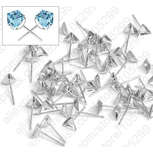 Fast Shipping Wholesale 100PCS 925 Sterling Silver Ear Pin Pairs Stud Earrings Findings Earring Pins /Needles