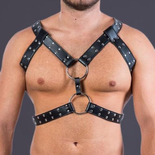 BDSM Gay Body Bondage Harness Men Fetish Leather Lingerie Sexual Chest Harness Belt Strap Punk Rave Gay Costumes for Adult Sex