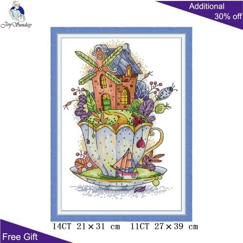 Joy Sunday Fantasy J510 14CT 11CT Counted and Stamped Colorful World Home Decor Needlework Embroidery Cross Stitch kits