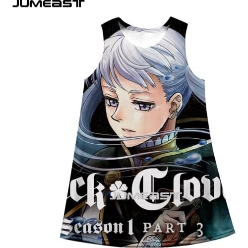 Jumeast Brand Women 3D Printed Dresses Anime Black Clover Summer Fashion Sleeveless Dress Suspender Nightdress
