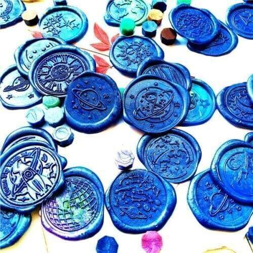 Planet map Paper plane world map galaxy star moon sun Retro Wax Stamp head Decorative Greeting Invitation Sealing Stamps