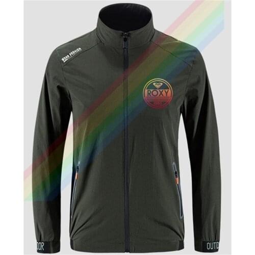 Ro-xy Classic 1990 Heart Hand Logo Slim Sport Jacket Mens Outdoor Zippered Comfortable Soft Jacket Mens Casual Front Printing