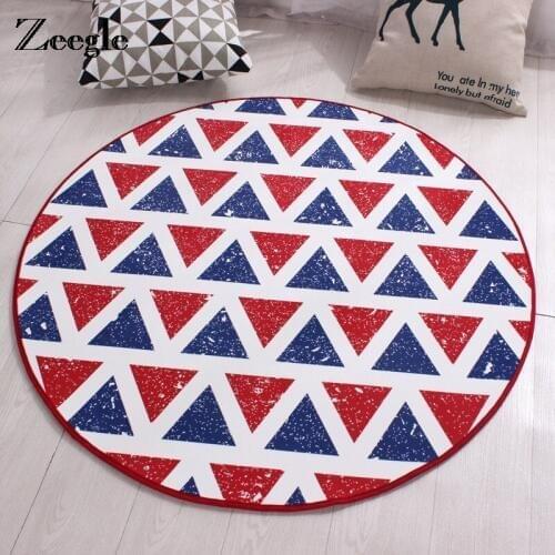 Zeegle Nordic Pattern Round Carpet Floor Mat For Living Room Non-slip Kids Room Rug Baby Play Mats Washable Home Decor