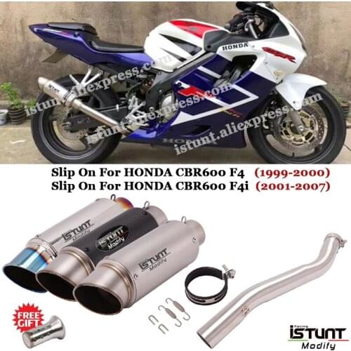 Motorcycle Exhaust Silencer Modified Escape Muffler Middle Link Pipe For Honda CBR600 F4 1999-2000 CBR600 F4i 2001-2007 Slip on