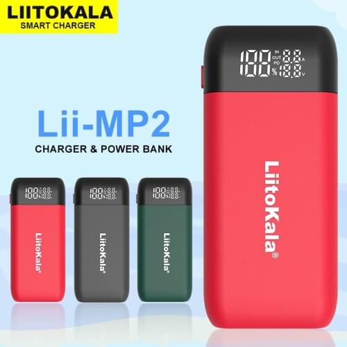 New LiitoKala Lii-MP2 18650 21700 Rechargeable Battery Charger And Power Bank QC3.0 Input/Output Digital Display
