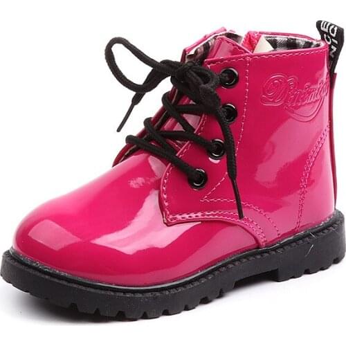 New Children Boots for Girls Size 21-36 Autumn Winter Martin Boots PU Leather Waterproof Kids Boots Fashion Warm Snow Boots