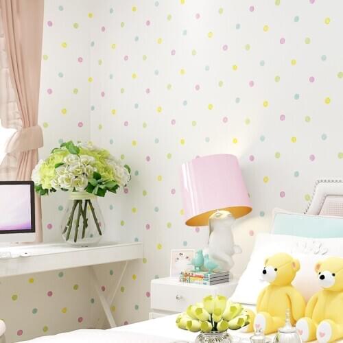New Arrival Colorful Dots Wallpaper For Kids Rooms Lovely Childrens Bedroom Mural Wallpapers Papel De Parede Infantil Qz018
