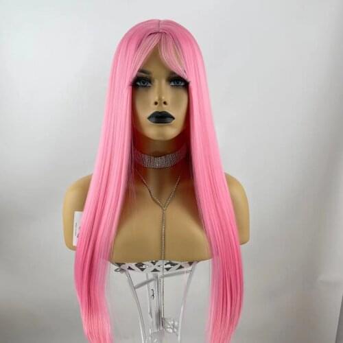 Baicheng Pink Ice Blue Lavender Purple Wigs Long Wig Hot Green Wig Neon Green Hair Wig Glueless Heat Resistant Fiber Hair