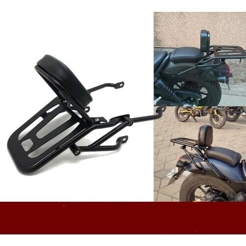 Backrest Sissy Bar Cushion Pad Luggage Rack Rear Tail Saddlebag Cargo Carrier For Honda Rebel CMX300 CMX500 Black (Type B)