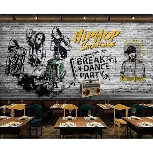 Custom mural 3d photo wallpaper Hand drawn hip hop graffiti trend music brick wall home decor living room wallpaper for wall 3 d
