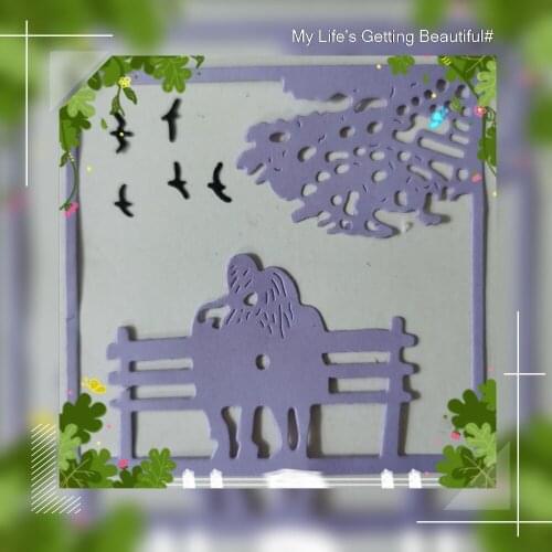 Greeting card photo album background A couple in the park DIY scrapbook photo album paper card decoration handicraft embossing d