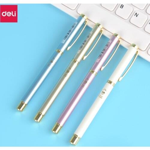 12 Pcs Deli Metal Fountain Pen Luxury Business Signing Pens School Stationery for Student Writing High Quality Ink Fountain Pen
