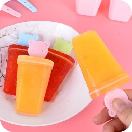 Self-made DIY ice cream mold household summer 6-box popsicle mold cartoon bear candy-colored ice making box