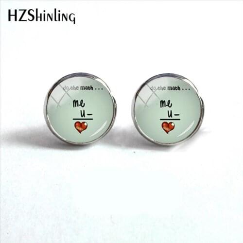 2018 NEW Love Mathematics Earring I Love Math Ear Stud Glass Dome Cabochon Earrings Round Photo Jewelry HZ4